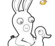 Coloriage et dessins gratuit Lapin cr&eacute;tin dans une bou&eacute;e de sauvetage à imprimer