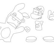 Coloriage Lapin cr&eacute;tins facile