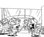 Coloriage Lapins cr&eacute;tins comme pirates dans l'a&eacute;roport