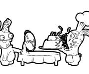 Coloriage Lapins cr&eacute;tins et la f&ecirc;te d'anniversaire