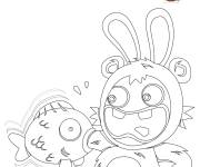 Coloriage et dessins gratuit Lapins Cr&eacute;tins et le poisson effrayant à imprimer