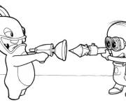 Coloriage et dessins gratuit Le combat entre lapin cr&eacute;tin et un minions à imprimer