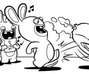 Coloriage et dessins gratuit Le lapin cretin creve un pneu de voiture à imprimer