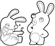 Coloriage Les deux lapins cr&eacute;tins en riant