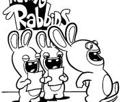 Coloriage Les Lapins Cr&eacute;tins de cartoon