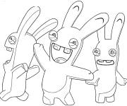 Coloriage Les lapins cr&eacute;tins en dansant