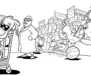 Coloriage et dessins gratuit Les lapins cr&eacute;tins s'amusent dans le supermarch&eacute; à imprimer