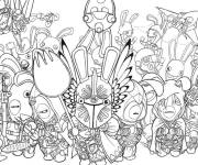 Coloriage Les personnages de lapins cr&eacute;tins
