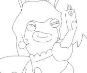 Coloriage Princesse Peach des Lapins Cr&eacute;tins