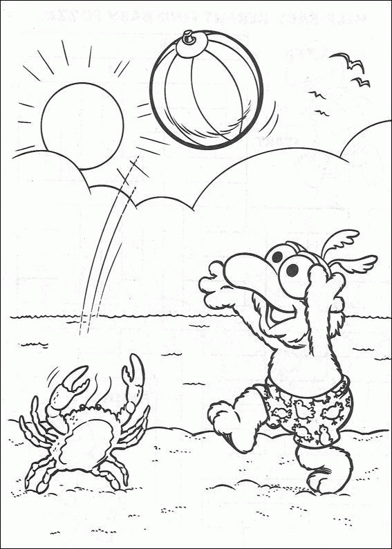 Coloriage et dessins gratuits Bébé Gonzo joue à la plage à imprimer