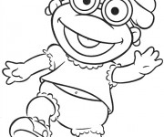 Coloriage B&eacute;b&eacute; Kermit en souriant