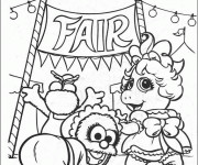 Coloriage B&eacute;b&eacute; marionnettes vont au cirque