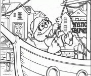 Coloriage et dessins gratuit Fozzie dans son bateau de pirates à imprimer