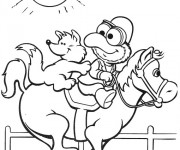 Coloriage Gonzo et son chien sur le cheval personnages
