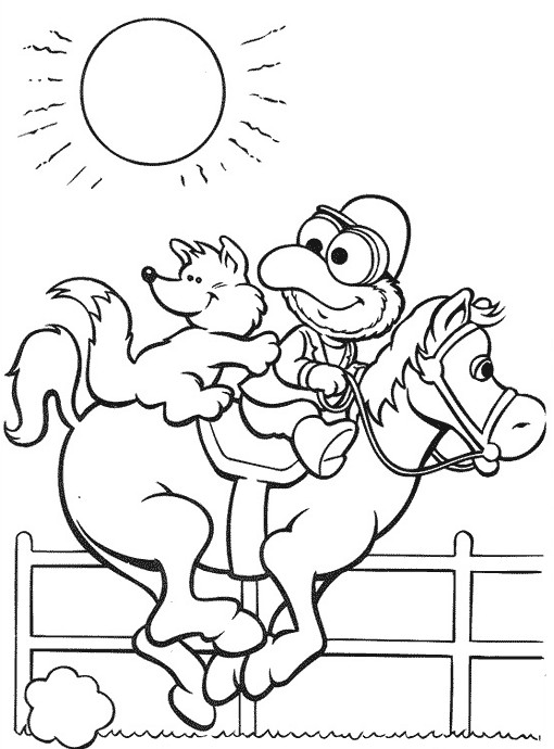 Coloriage et dessins gratuits Gonzo et son chien sur le cheval personnages à imprimer