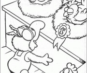 Coloriage Gonzo marionnette et ses poulets