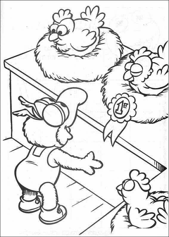 Coloriage et dessins gratuits Gonzo marionnette et ses poulets à imprimer