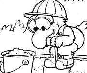 Coloriage Gonzo s'amuse au jardin en couleur
