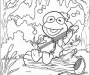 Coloriage Kermit musicien marionnette show