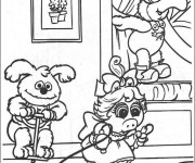 Coloriage Les Muppets dans leur maison facile
