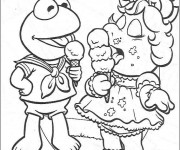 Coloriage Les Muppets mangent la glace facile