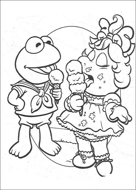Coloriage et dessins gratuits Les Muppets mangent la glace facile à imprimer