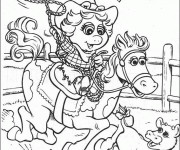 Coloriage Les Muppets Miss Piggy porte les v&ecirc;tements de cowboy