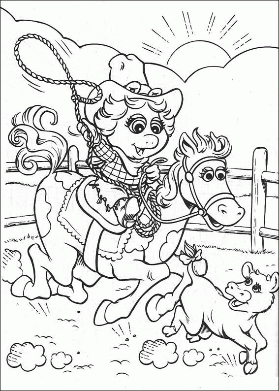 Coloriage et dessins gratuits Les Muppets Miss Piggy porte les vêtements de cowboy à imprimer
