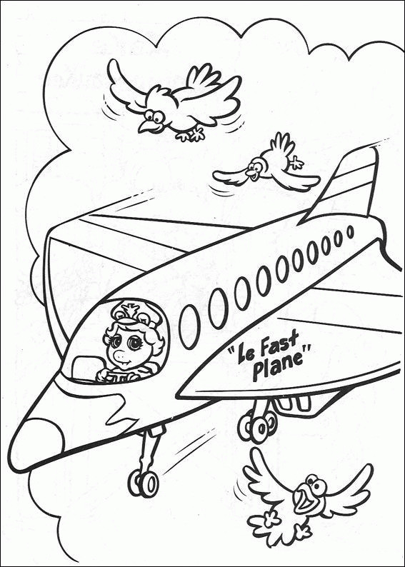 Coloriage et dessins gratuits Miss Piggy conduit l'avion en couleur à imprimer