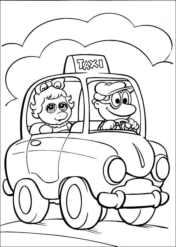 Coloriage et dessins gratuits Miss Piggy prend un taxi en couleur à imprimer