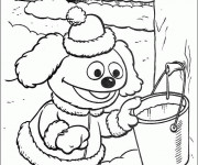 Coloriage Rowlf le chien prend un seau d'eau