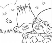 Coloriage Les trolls Poppy et Branche