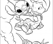 Coloriage Dessin Lilo, Stitch et l'escargot