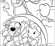 Coloriage et dessins gratuit Dessin Lilo, Stitch et le monstre à imprimer