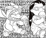 Coloriage et dessins gratuit Lilo et Stitch en couleur à imprimer