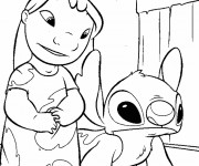 Coloriage et dessins gratuit Lilo et Stitch pour fille à imprimer