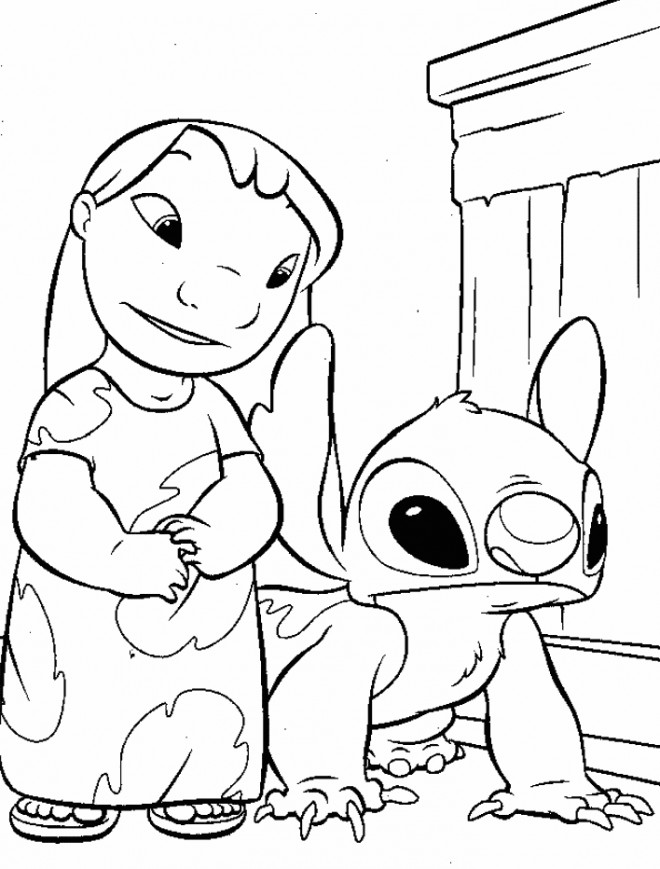 Coloriage Lilo et Stitch pour fille dessin gratuit à imprimer