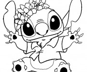 Coloriage et dessins gratuit Stitch dessin noir et blanc à imprimer