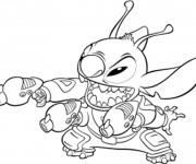 Coloriage et dessins gratuit Stitch porte ses armes en ligne à imprimer