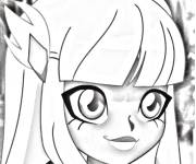 Coloriage et dessins gratuit T&ecirc;te de Talia dessin anim&eacute; LoliRock à imprimer