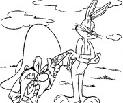 Coloriage Looney Tunes Bugs et Sam le pirate