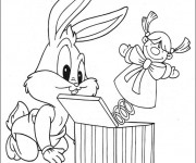 Coloriage Looney Tunes Bugs joue