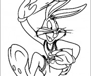 Coloriage Looney Tunes Bugs joue du basket