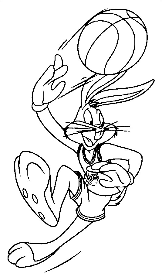 Coloriage et dessins gratuits Looney Tunes Bugs joue du basket à imprimer
