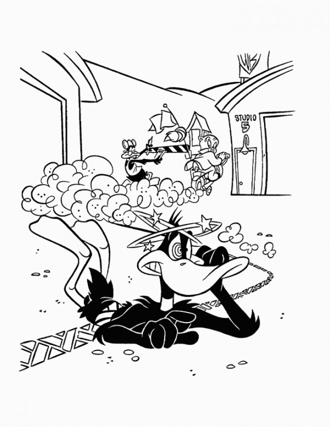 Coloriage et dessins gratuits Looney Tunes Daffy s'est tombé à imprimer