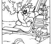 Coloriage Looney Tunes Le petit Taz s'amuse