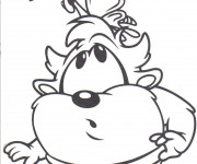 Coloriage Looney Tunes Taz avec un papillon