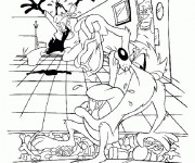 Coloriage Looney Tunes Taz et Daffy