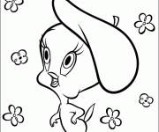 Coloriage Looney Tunes Titi émerveillé