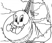 Coloriage et dessins gratuit Looney Tunes Titi s'amuse à imprimer
